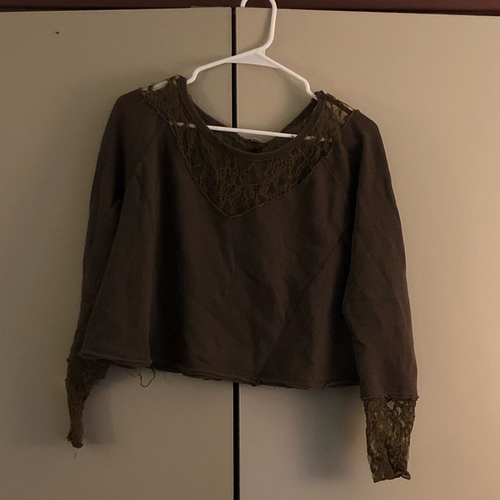 Free People Lace Terry Pullover ASO Violet Harmon